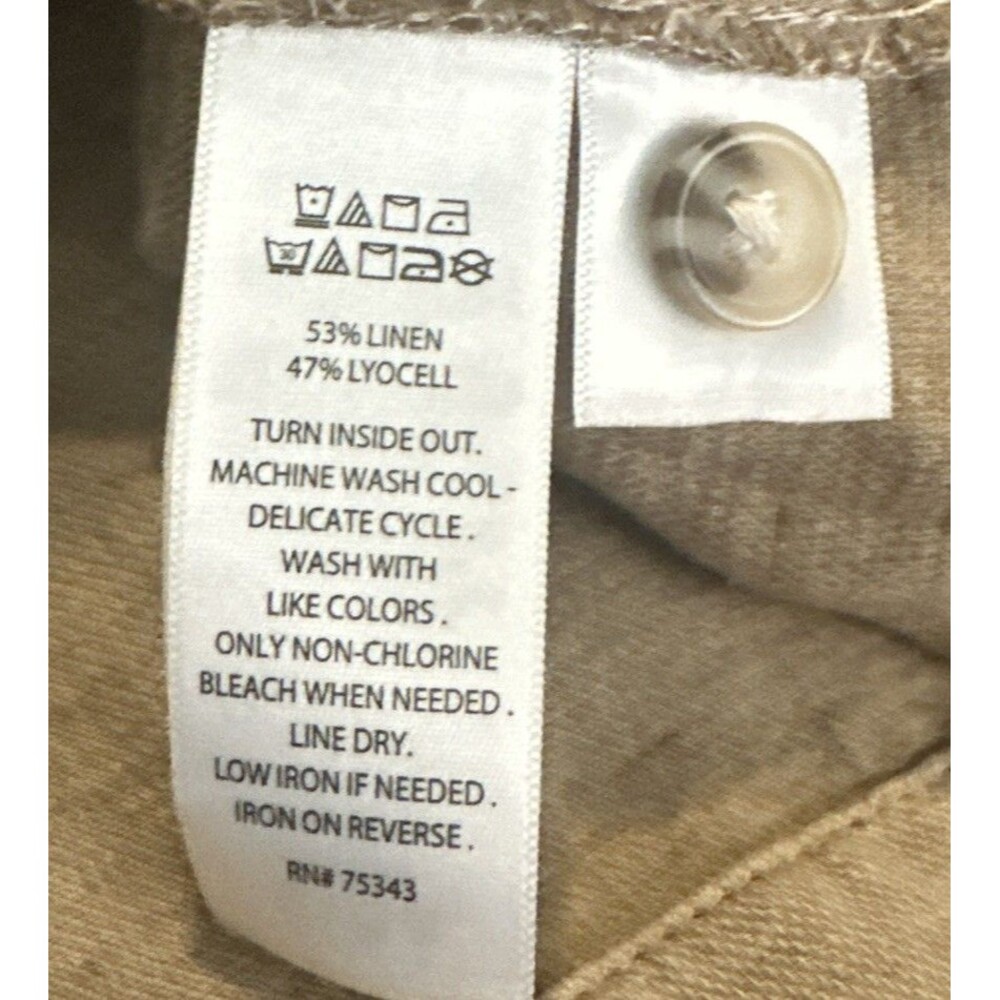 Nicole Miller New York Linen Blend Utility Safari Vest Beige Khaki Size L Boho - Picture 7 of 7